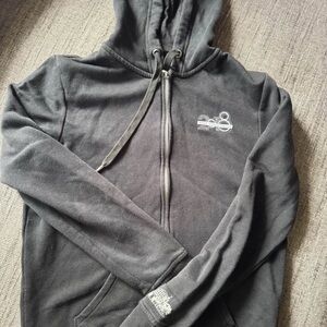 Disney Black Men's Zip-Up Hoodie with Subtle Embroidery